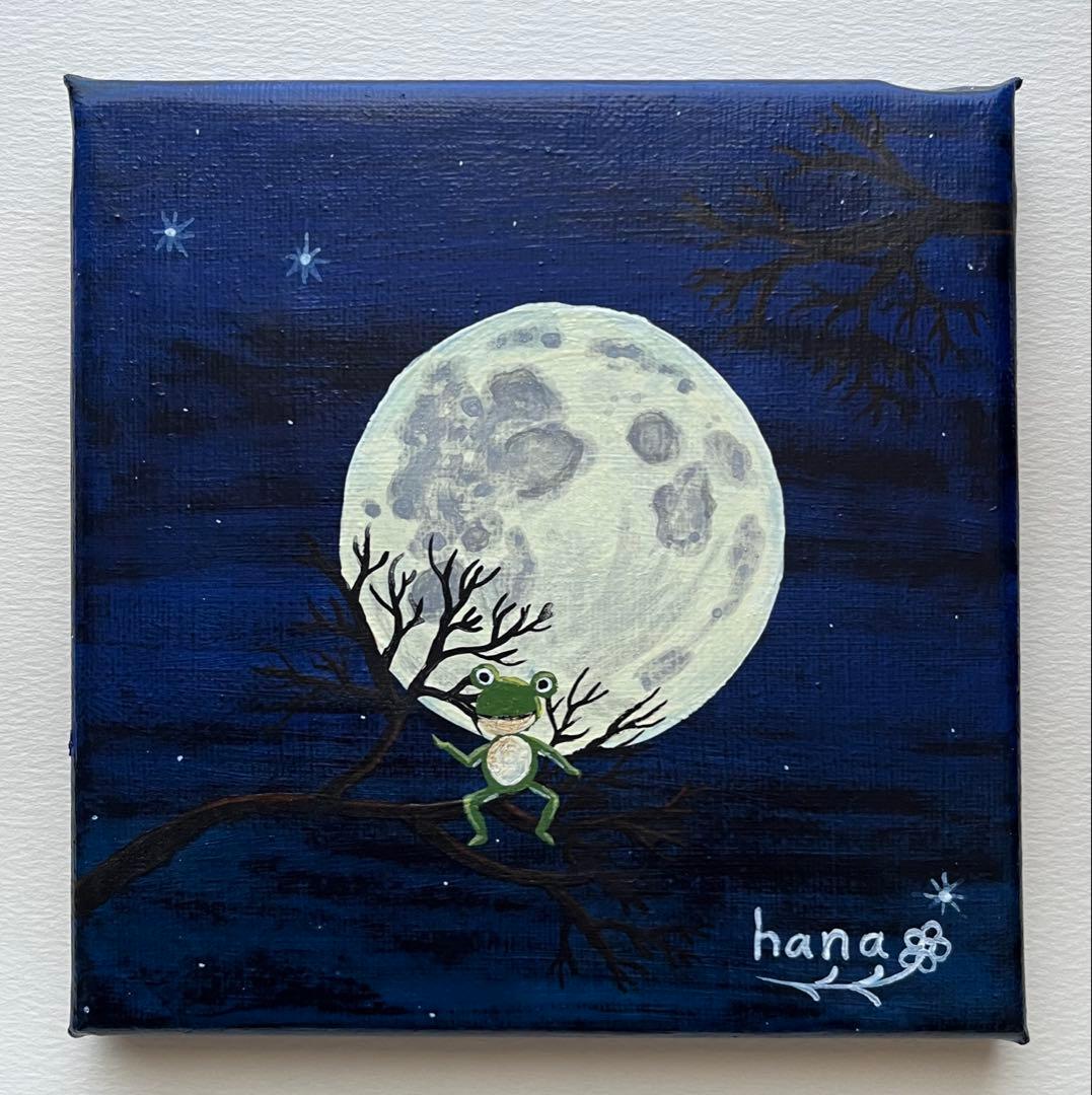 収穫【アクリル画】　絵画　絵　原画　キャンバス画　　抽象画　可愛い　カエル