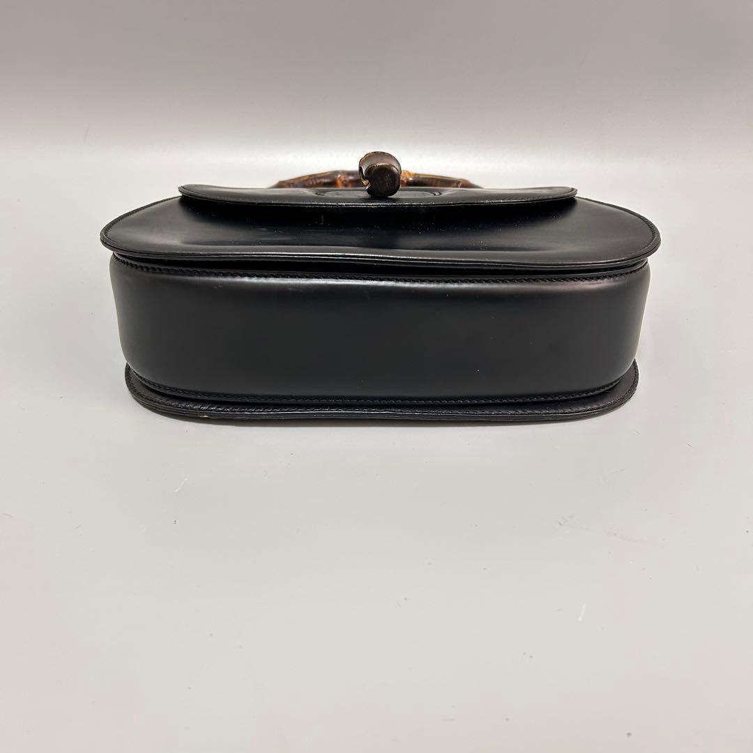 GUCCI グッチ バンブー レザー ハンドバッグ ターンロック ブラック