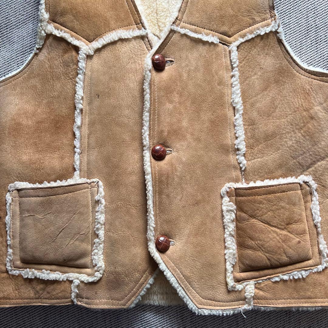 希少70's~80's vintage ムートンベスト　シープスキン　キャメル