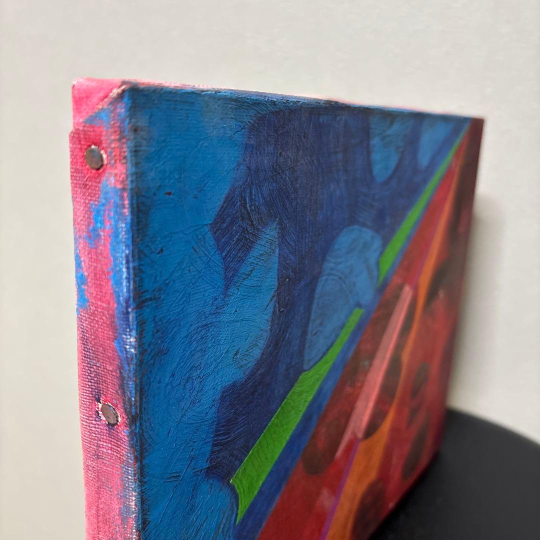 絵画アート】抽象画 青 赤 キャンバス27.5センチ×22センチ