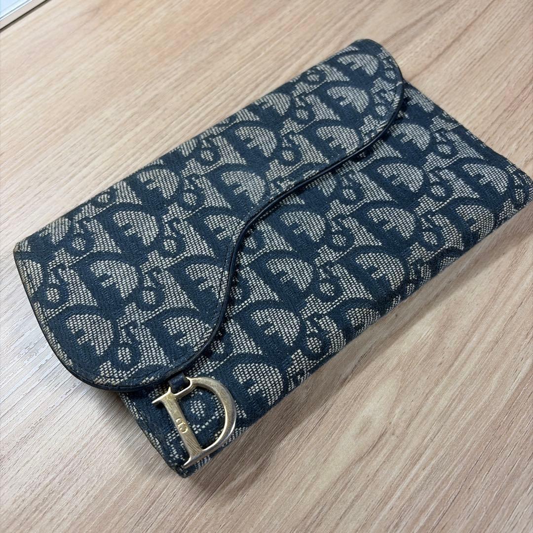 Dior 三つ折り財布 ネイビー - メルカリ