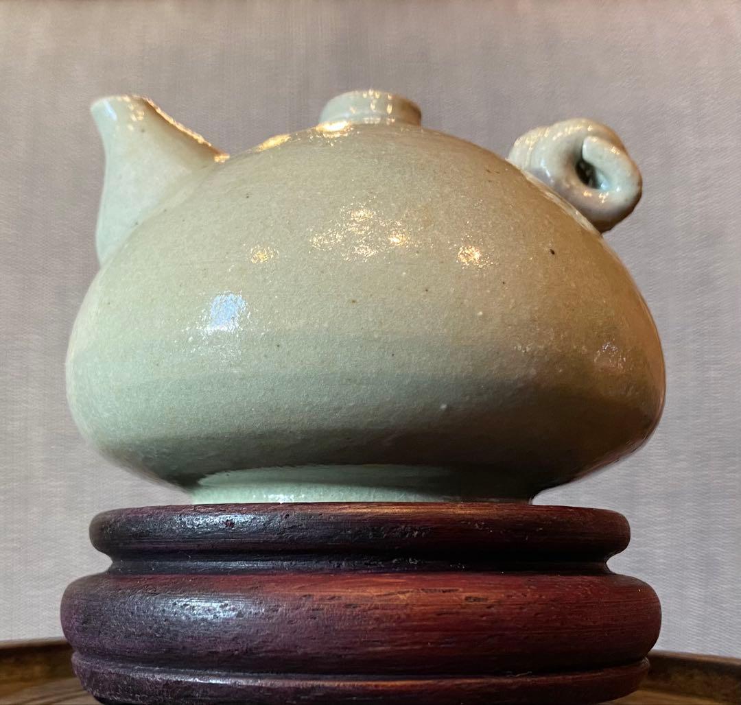 緑青磁 水滴・一輪挿し 鑑賞台付 沈船品 ヴィンテージ レア 中国 台湾茶器