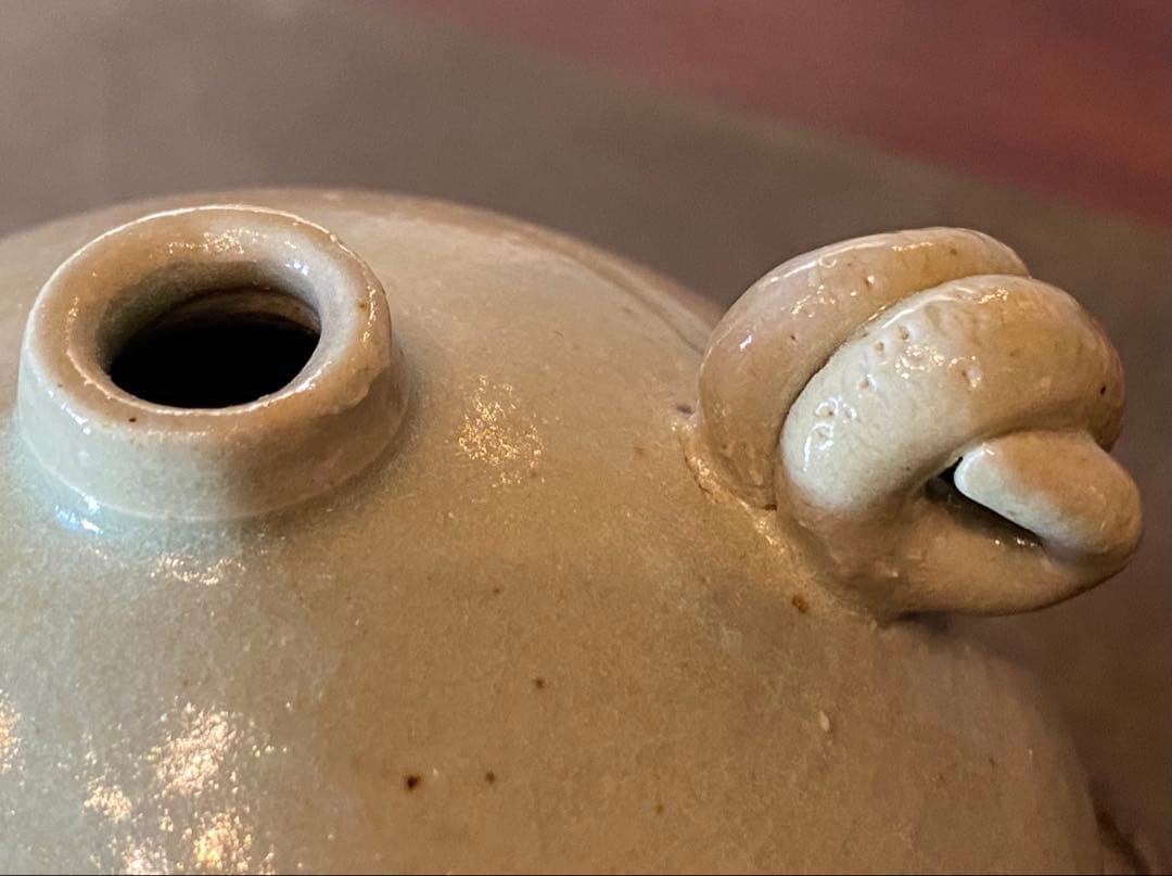 緑青磁 水滴・一輪挿し 鑑賞台付 沈船品 ヴィンテージ レア 中国 台湾茶器