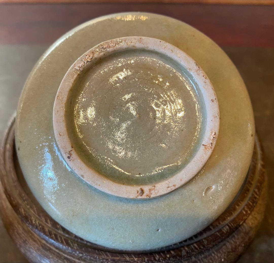 緑青磁 水滴・一輪挿し 鑑賞台付 沈船品 ヴィンテージ レア 中国 台湾茶器