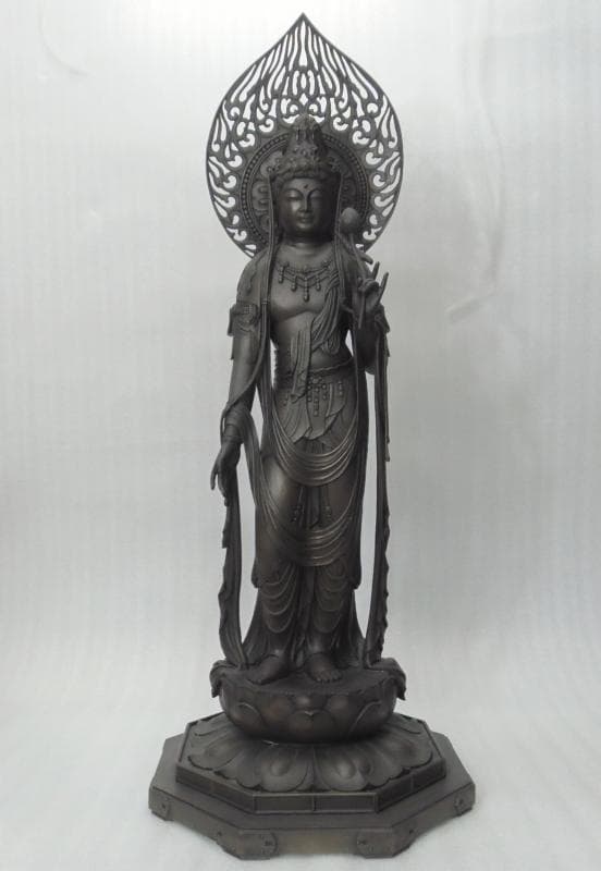 Bフライデー☆ブロンズ製 聖観音菩薩像1.8尺立☆高さ：約93cm