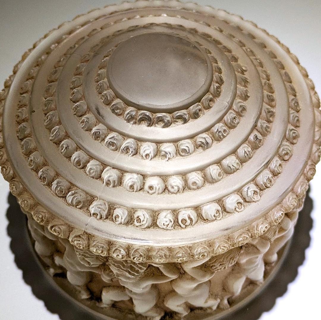 ☆生命の神秘☆ルネ ラリック アンファン希少な茶パチネ蓋物神秘の子供