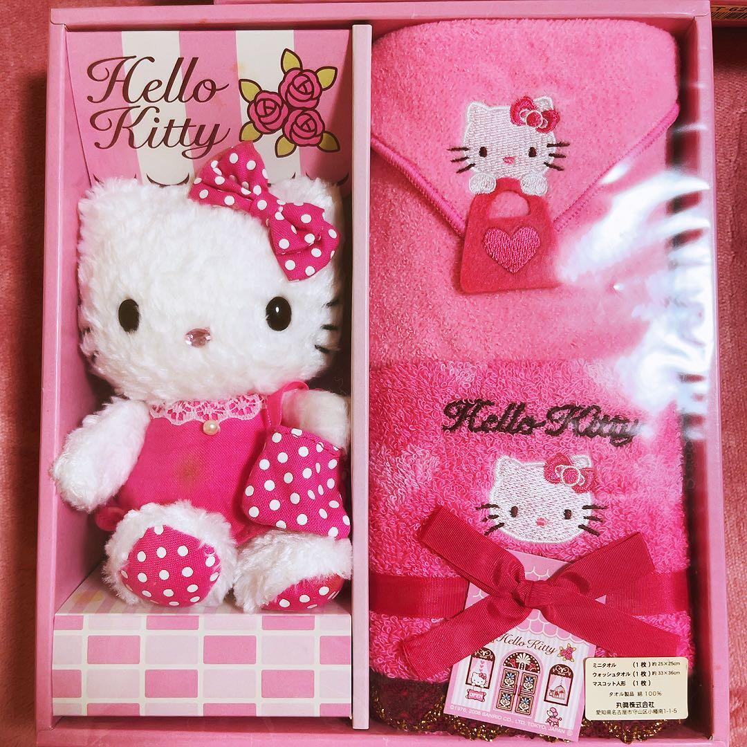 希少レア ハローキティ ぬいぐるみ タオルセット 2006 サンリオ 平成