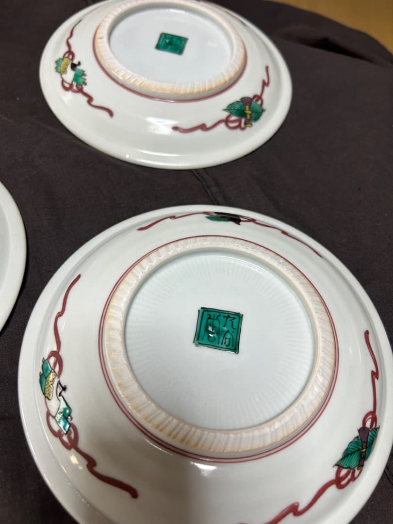 初代徳田八十吉 古九谷写絵変り中皿 5枚