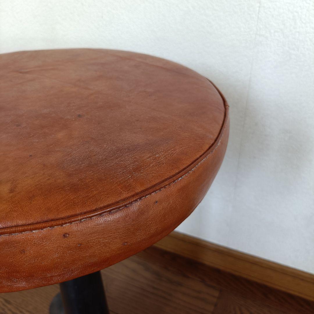 インダストリアル アイアン スツール ビンテージ singer 本革 チェア ①