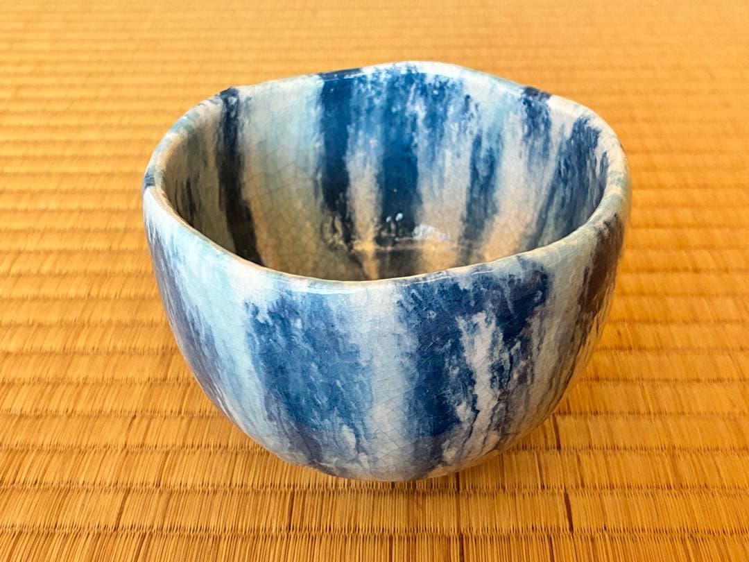 茶道具 楽焼『流水茶碗』 7代目和楽 作