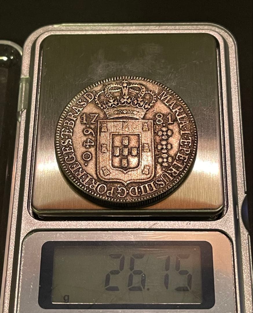 本物 植民地銀貨 1817年 ポルトガル640レイス 実測26.15g