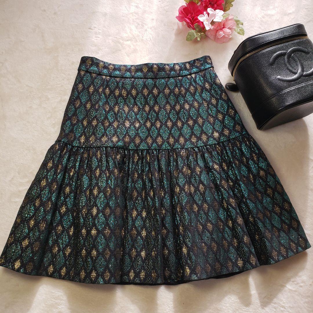 DOLCE&GABBANA　メタリック　マルチカラー　ジャガード　レーススカート