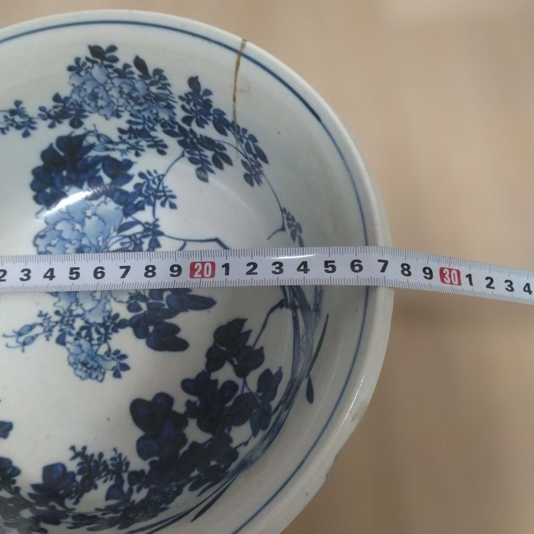 染付 呉須 盃洗 金魚鉢 牡丹 水仙 菊 梅 花 幹山繁太 20 染