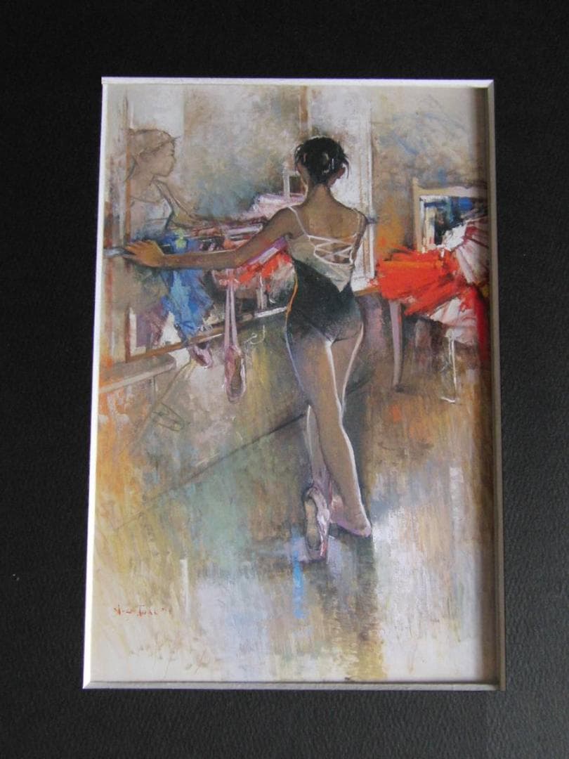 寺井重三、【’04レオタードの踊り子】、希少な額装用画集より、新品額装付