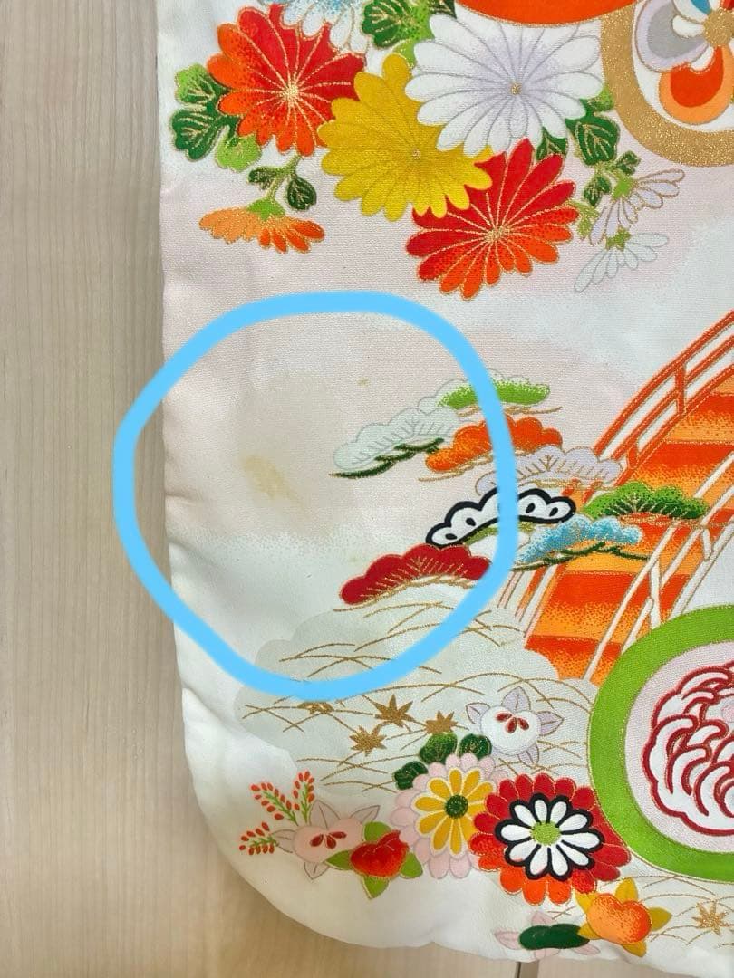 7歳　七五三用 白地に華やかな古典柄着物セット