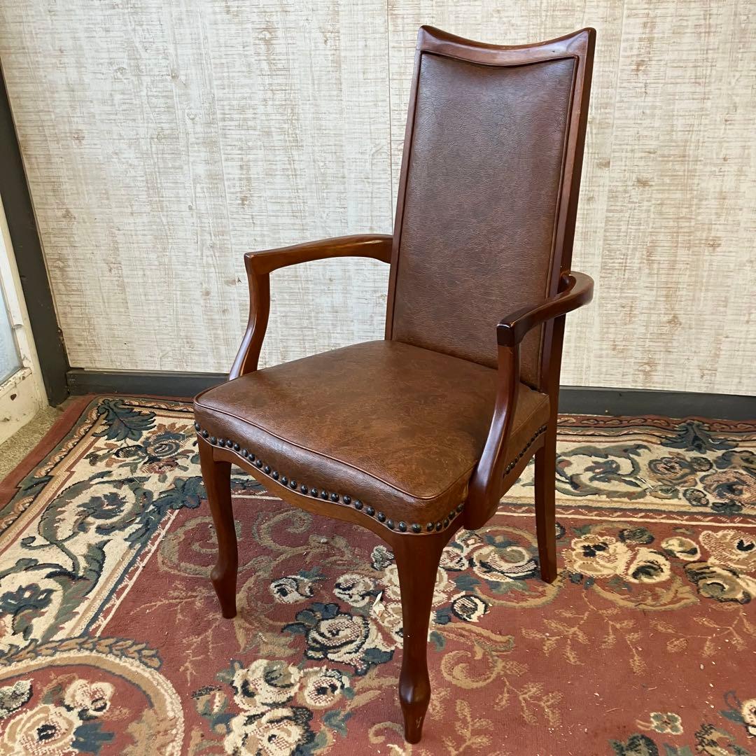 ⑦北欧レトロ マルニ木工 木製椅子 鋲打ちダイニングチェア ロビー