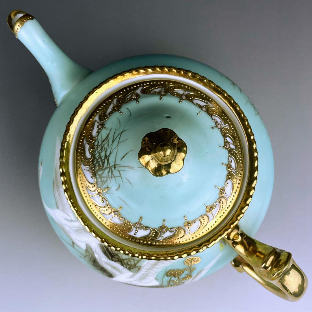 訳あり】オールドノリタケ フライングスワン 脚付きティーポット