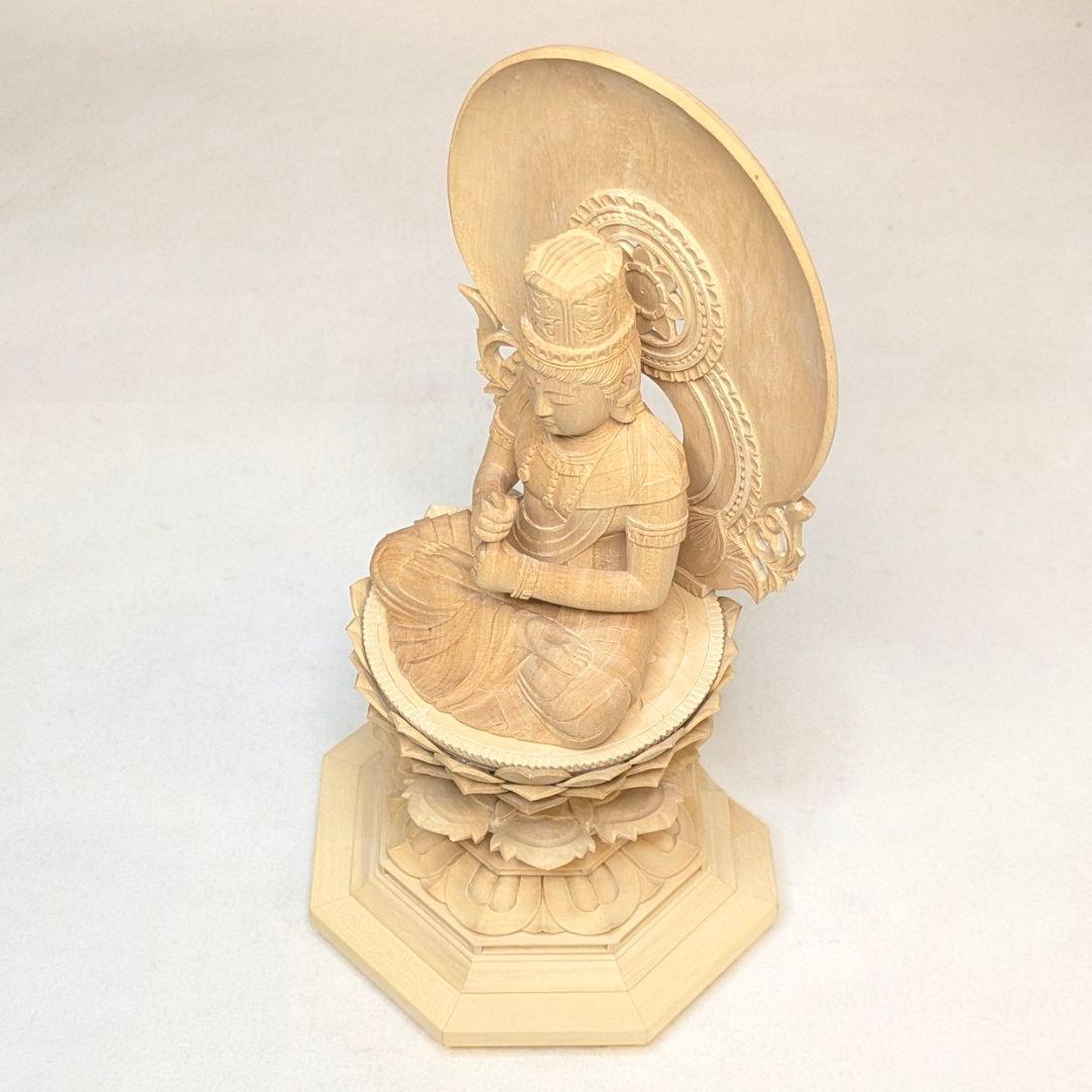 フォロー割・新品】 大日如来 柘植 八角台座 高さ約23.5㎝ 上彫