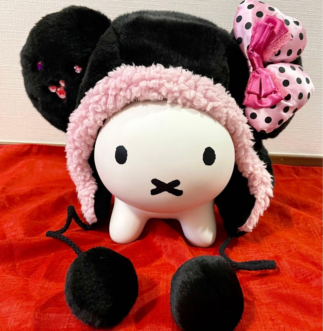 ミニー ファンキャップ 黒 ピンク リボン ディズニー / ミニーファン