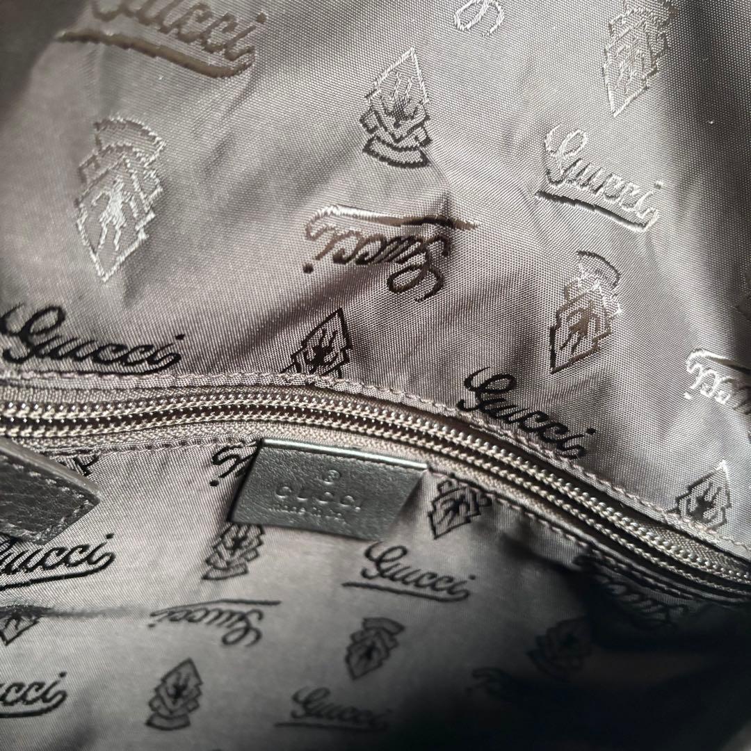 ✨美品✨グッチ ショルダーバッグ GG柄 レザー 裏地総柄 ブラウン