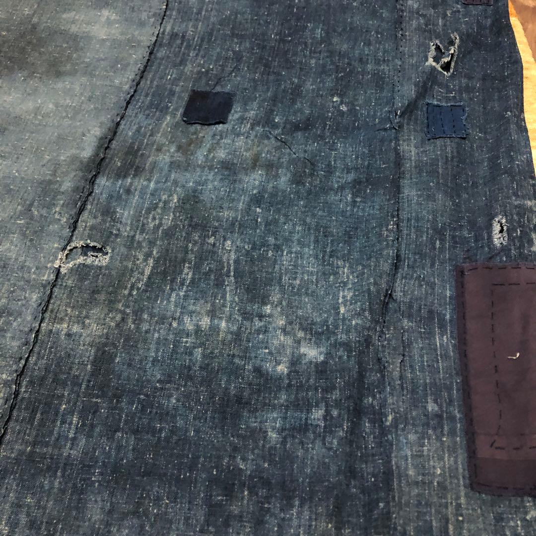 古布藍染木綿　襤褸　布団側