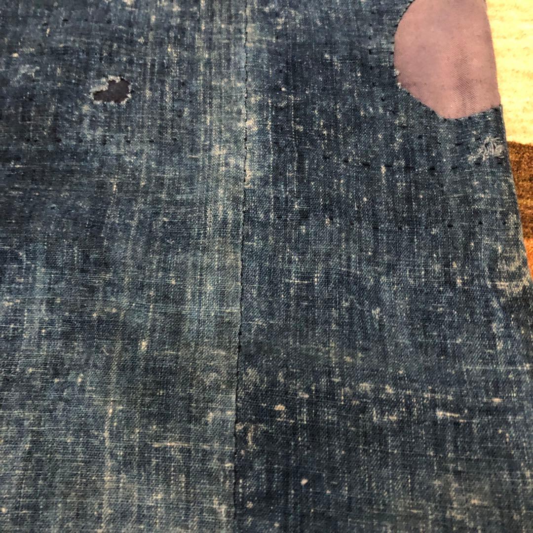 古布藍染木綿　襤褸　布団側