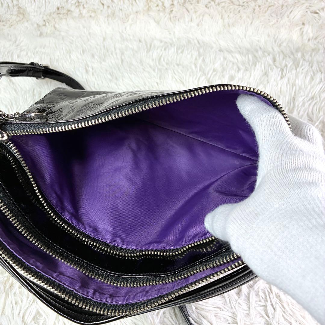 【極美品】アナスイ エリス 型押し エナメルレザー ショルダーバッグ 2way