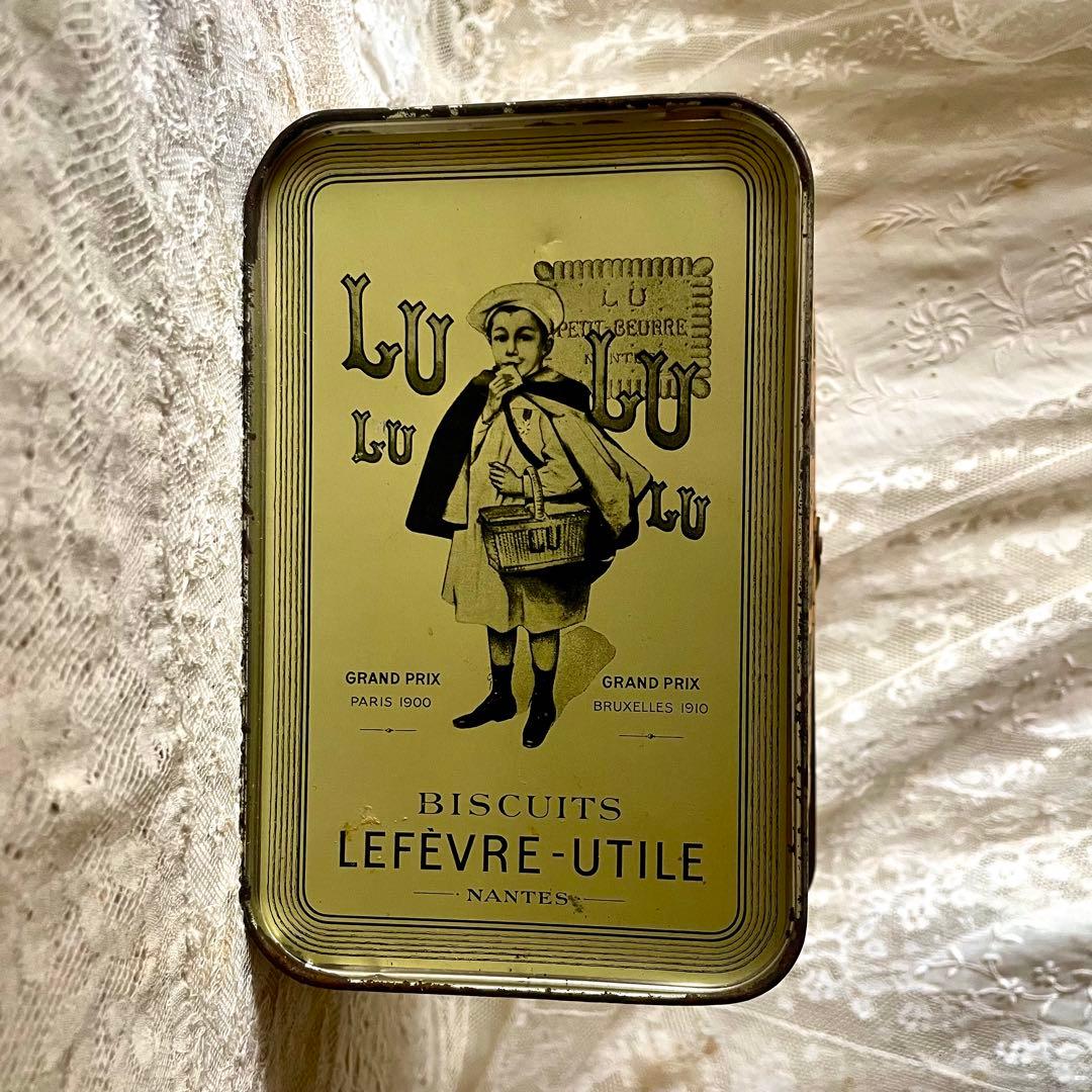 LUビスケットバスケットティン缶&エッフェル塔円形ティン缶 フランス