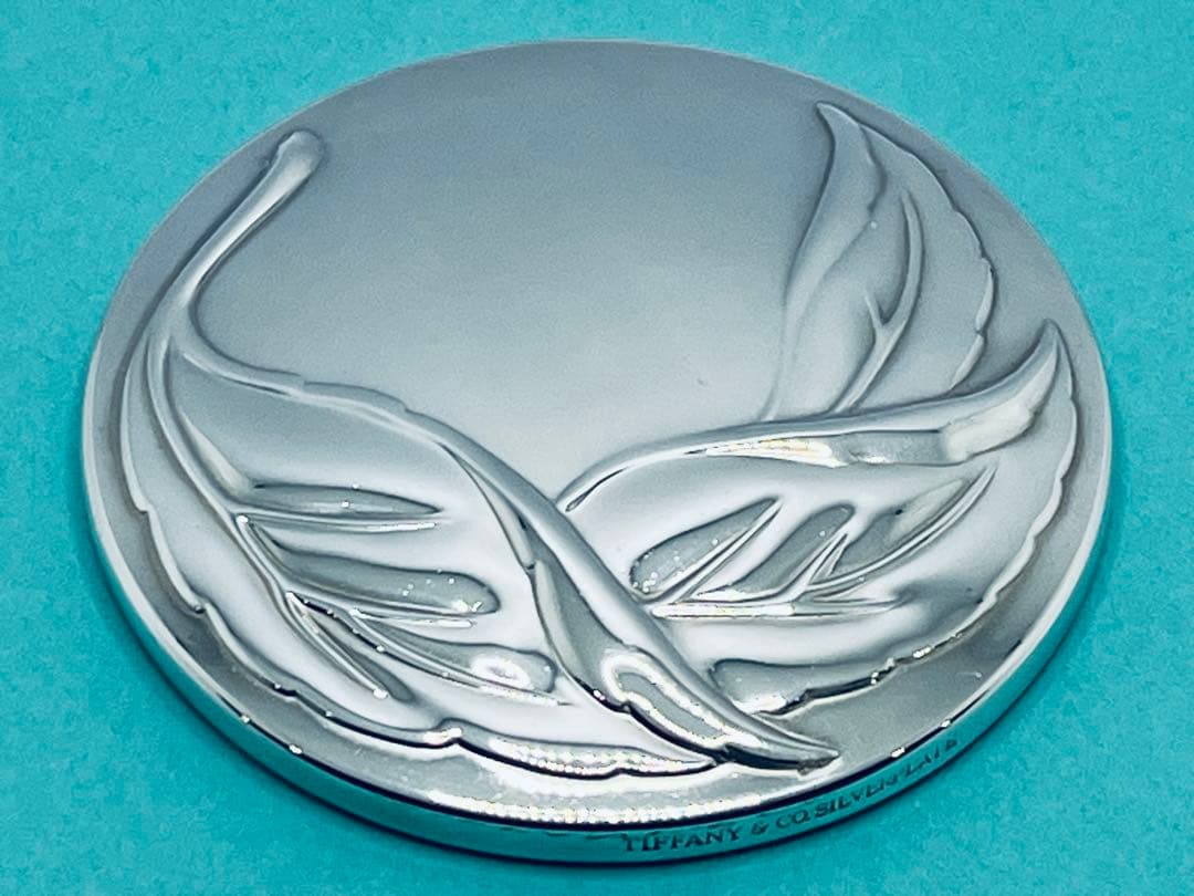 h884 希少　ティファニー　オリーブ　リーフ　コンパクトミラー 手鏡　携帯