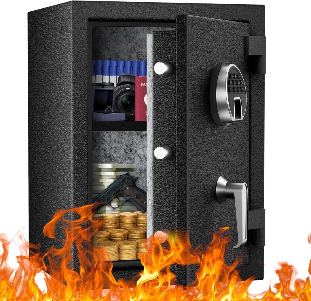 在庫処分セール 指紋認証式 防火金庫 43L