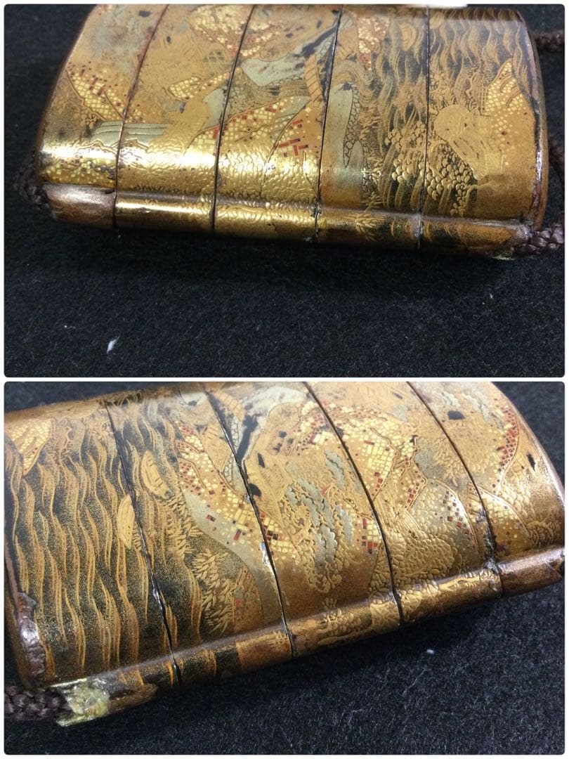 時代物 金蒔絵印籠 内梨地 銘無し 箱付 Md