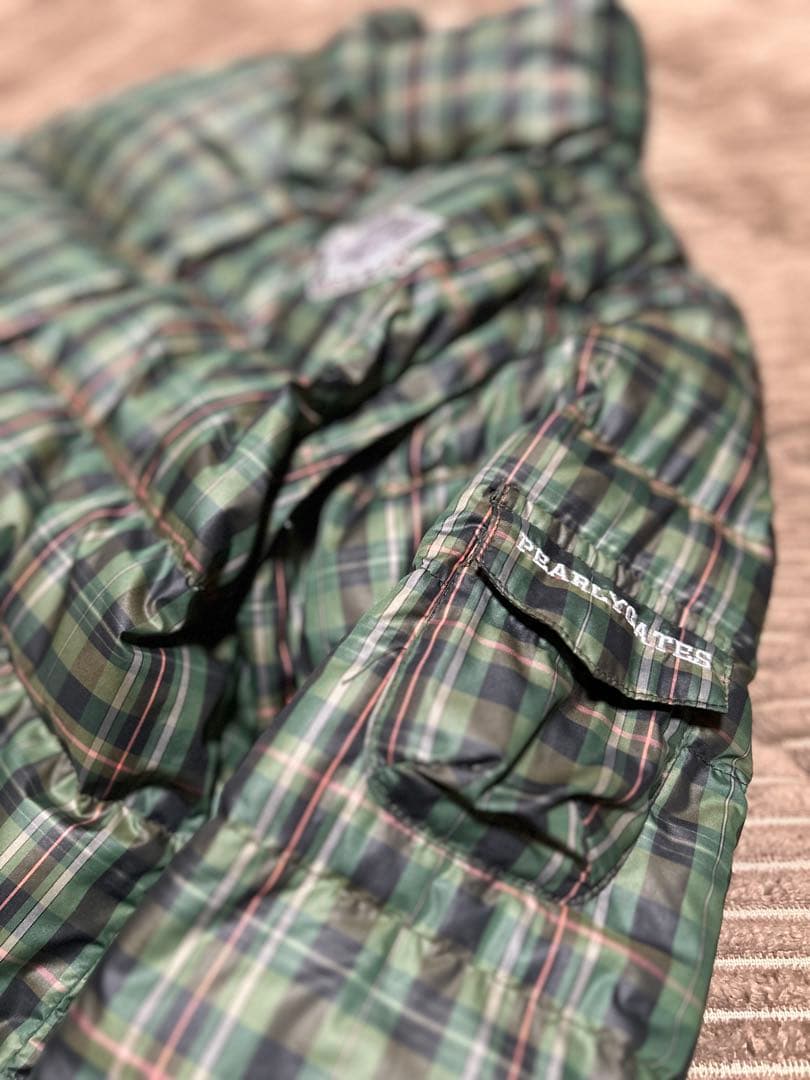 PEARLY GATES ダウンジャケット グリーン系チェック2