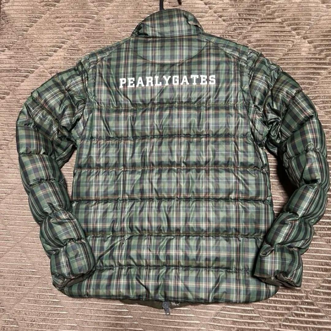 PEARLY GATES ダウンジャケット グリーン系チェック2