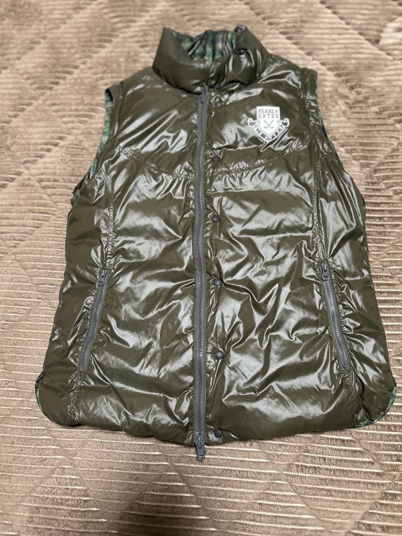 PEARLY GATES ダウンジャケット グリーン系チェック2