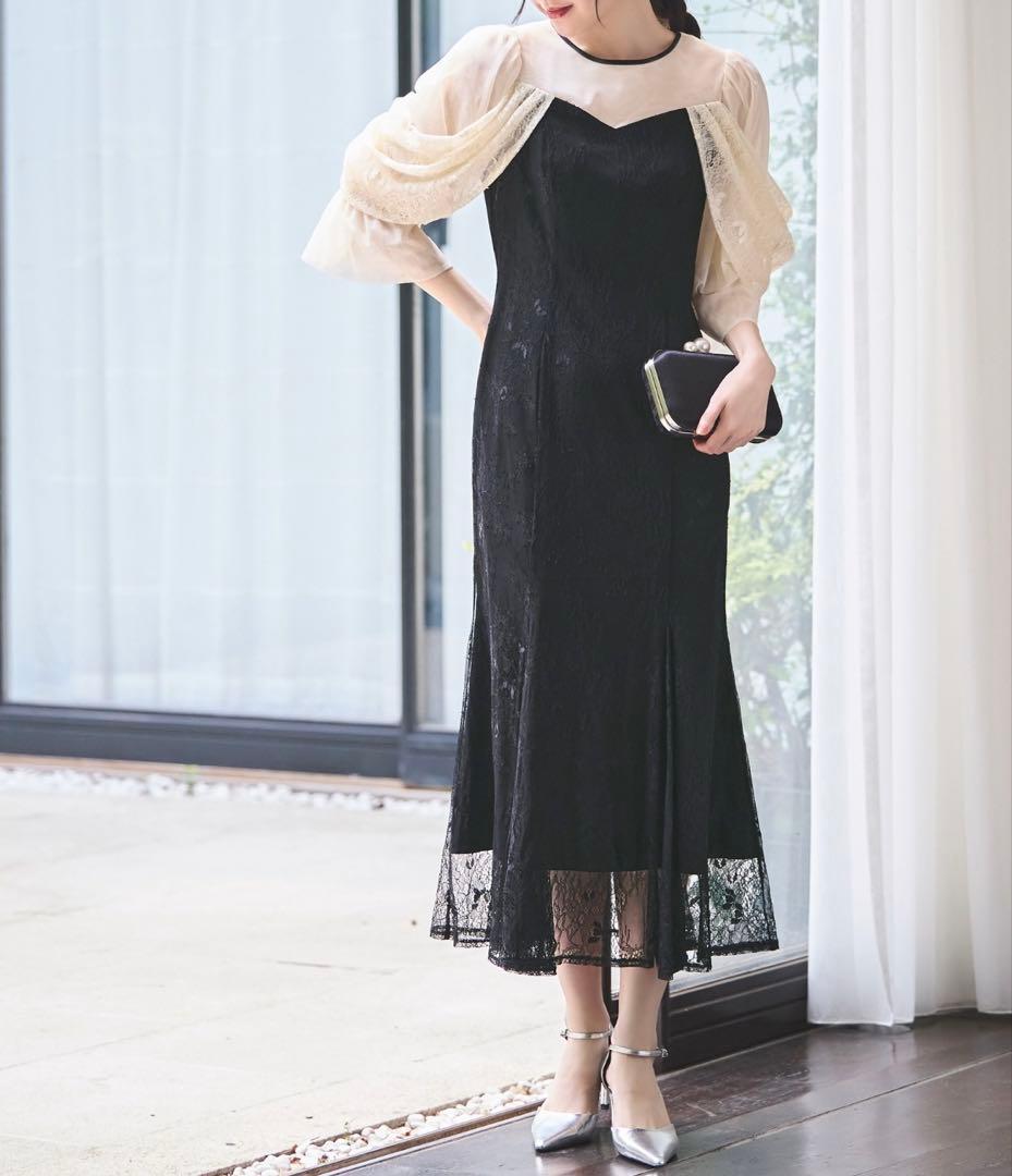 美品✨ルイルエブティック　ボリュームスリーブ×レースドレス マーメイド　S