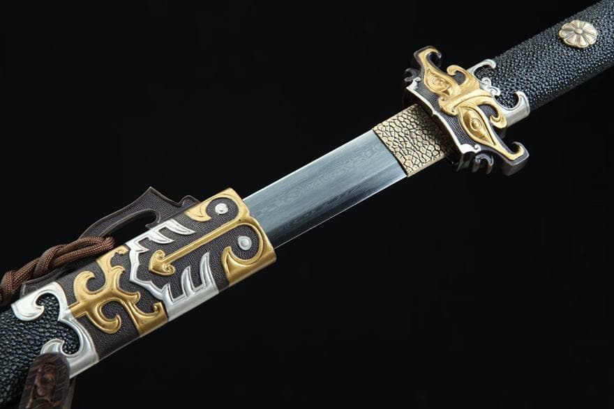 鎏金銀 中華唐刀 模造刀 居合刀 武士道 武具 漢剣 唐刀 龍泉剣 手鍛造打