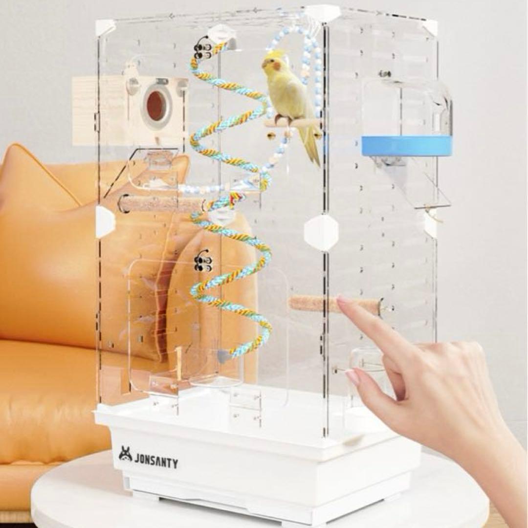 ら*い様 ケージ アクリル ケース モモンガ 鳥 小動物 クリア 透明 餌皿 止