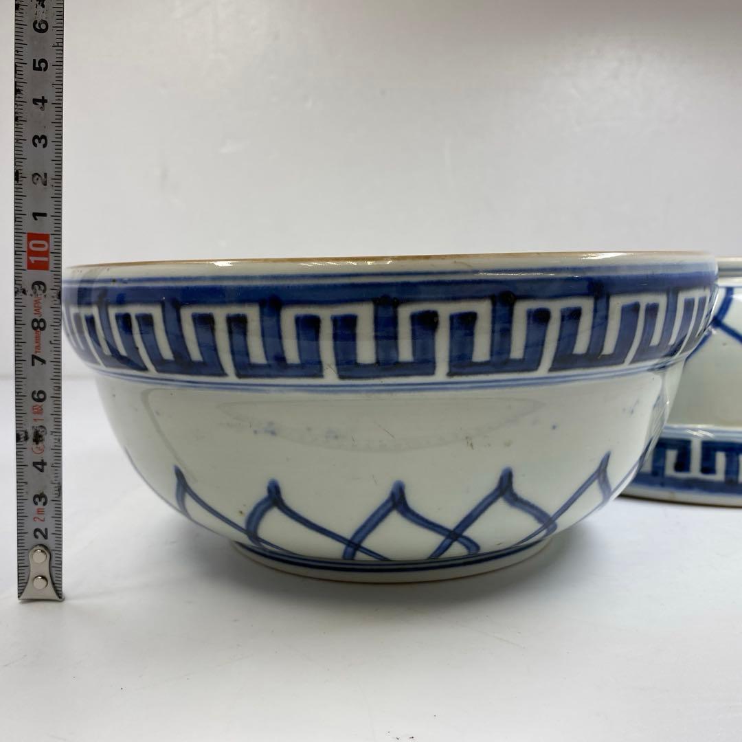 古伊万里　染錦大鉢2点　木箱付　直径約22㎝　東Y7-0404②タサチ