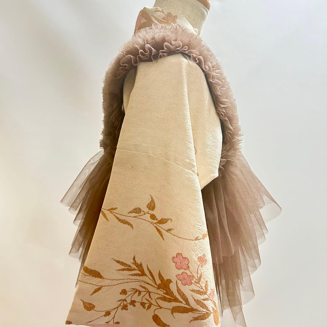 被布エプロン【チョコレート】チュール被布　被布ドレス　七五三　チュールドレス