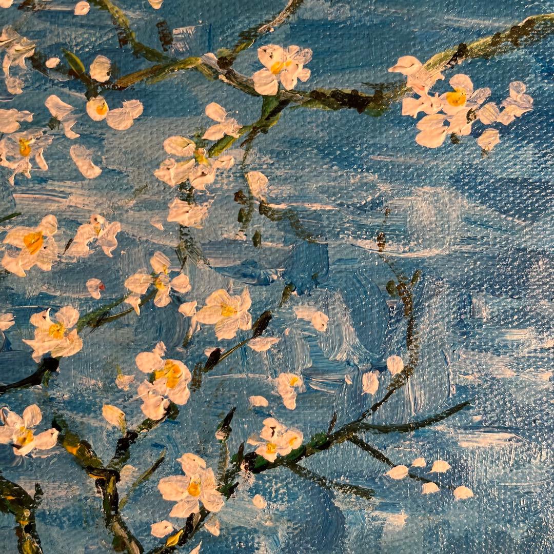 ★秀作★ 手描き油絵 ゴッホ 花咲くアーモンドの枝 額付 肉筆絵画 油彩画