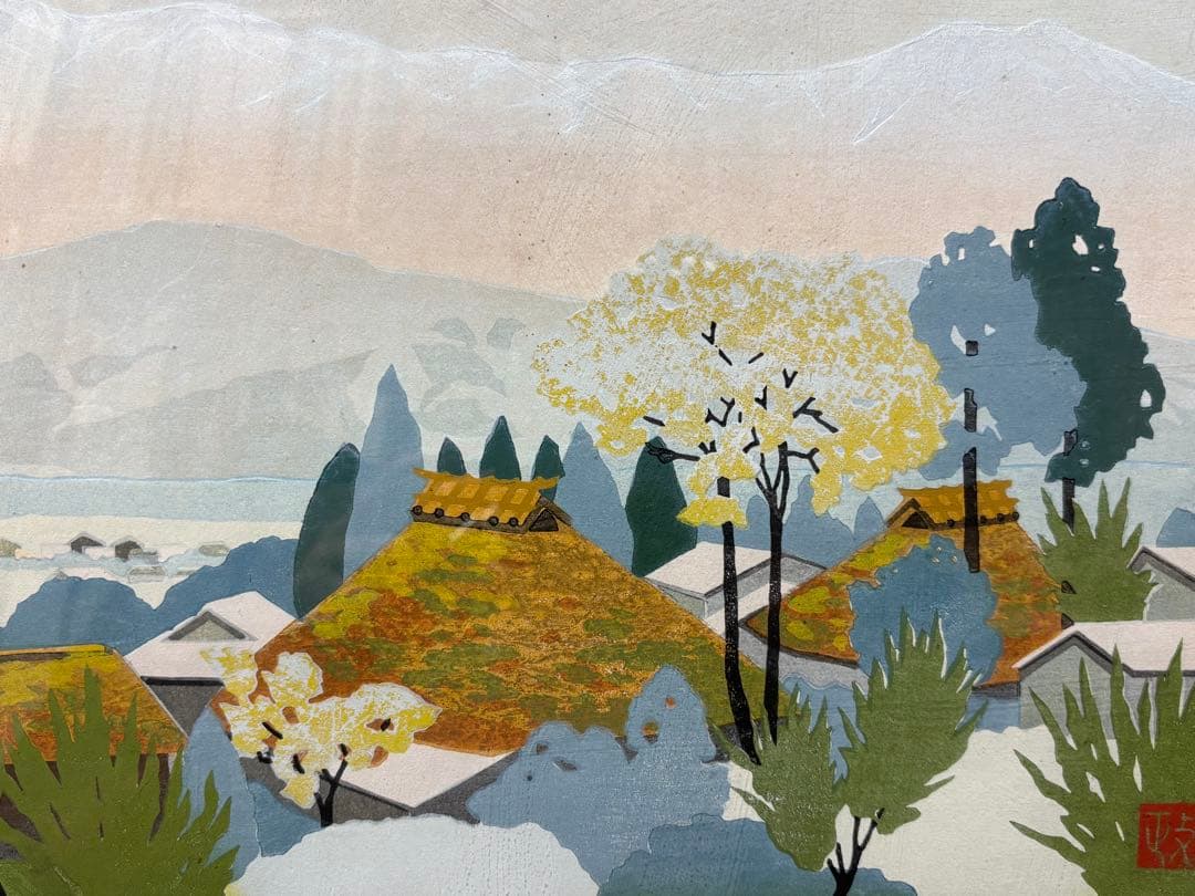 信州の初夏」佐野せいじ 5/100 1額|木版画 現代版画 浮世絵