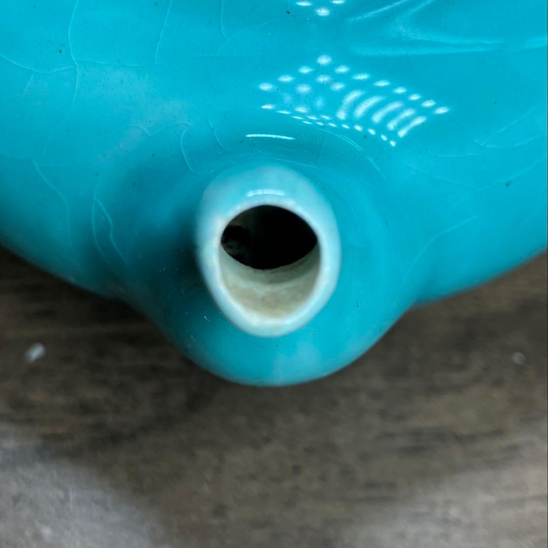 珉平焼 青釉 ティーポット 急須