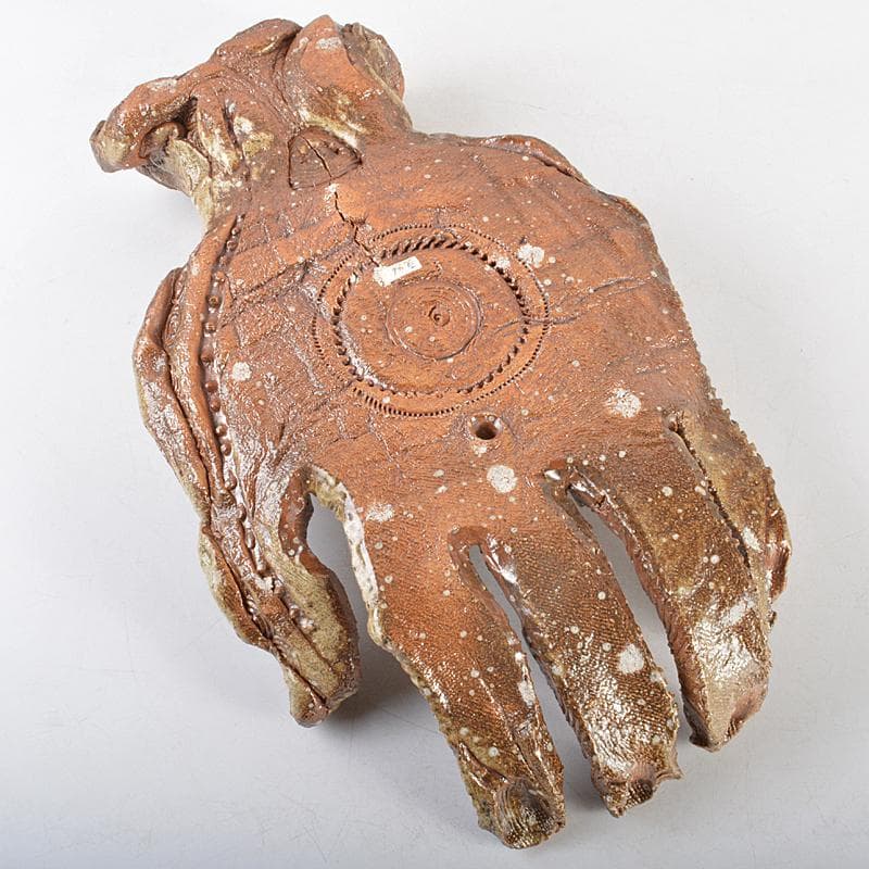 信楽焼 克銘 手のひらに羅針盤 置物 手のオブジェ F R5961B