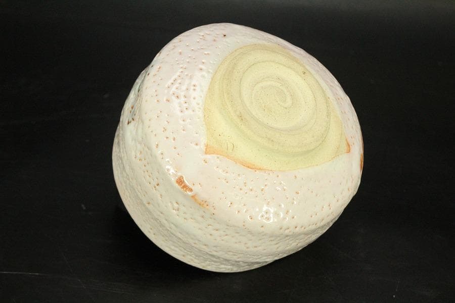 益子焼】抹茶碗 阿部文貴 白地蝶模様 共箱付