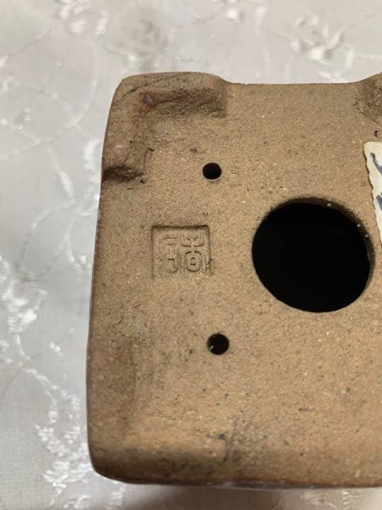 桑津香石　正方　絵鉢　盆栽鉢