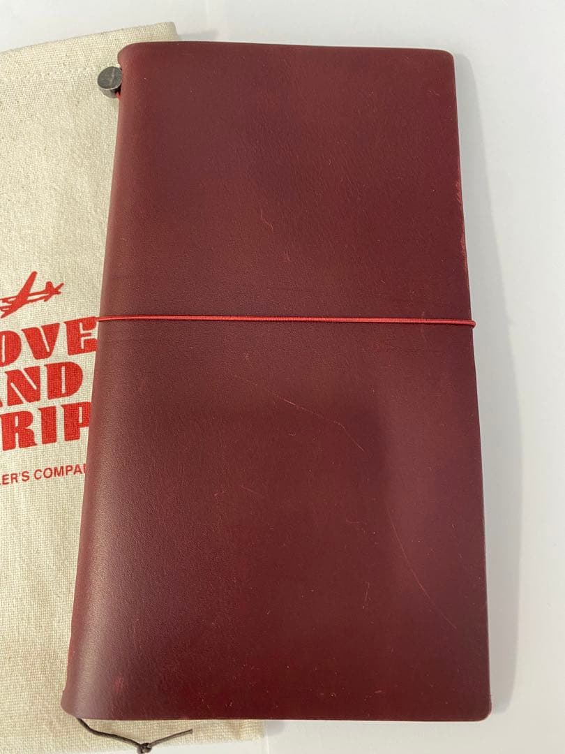 トラベラーズノート レッド LOVE&TRIP カバーとコットン袋のみ