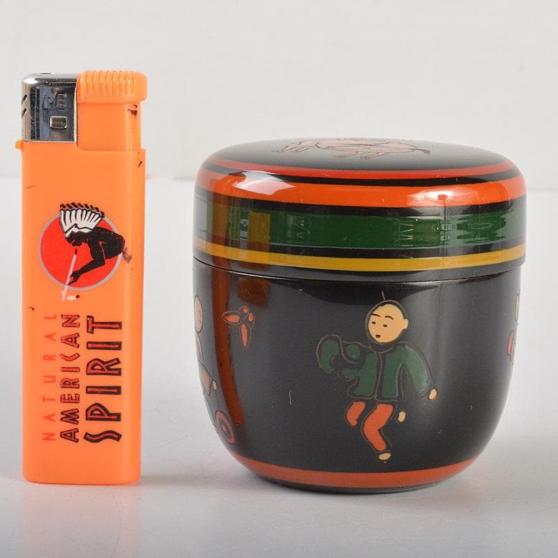 茶道具　中谷秀斉作　牛の背童子絵　中棗　共箱　V　6586