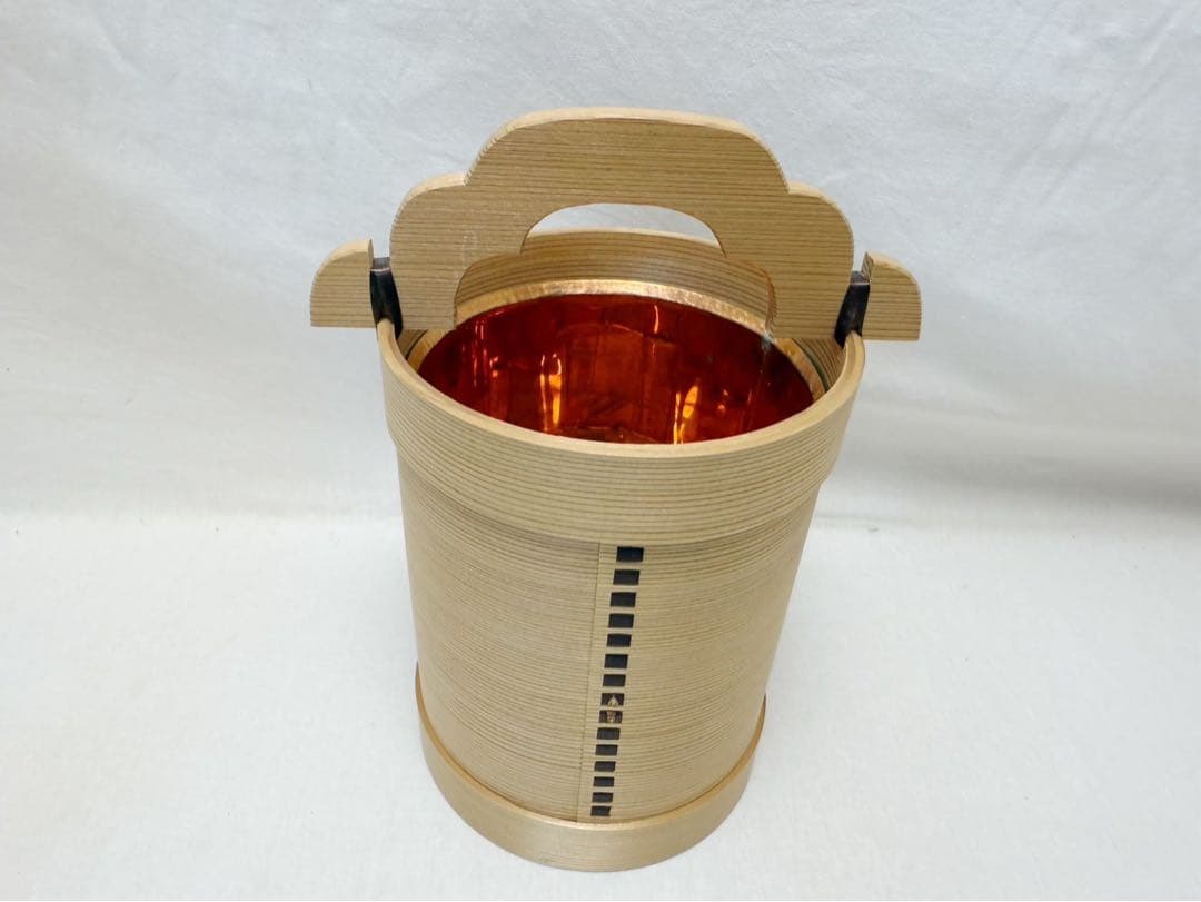 未使用 華道具 木具師 高木又三作 栗山桶 花入 手桶