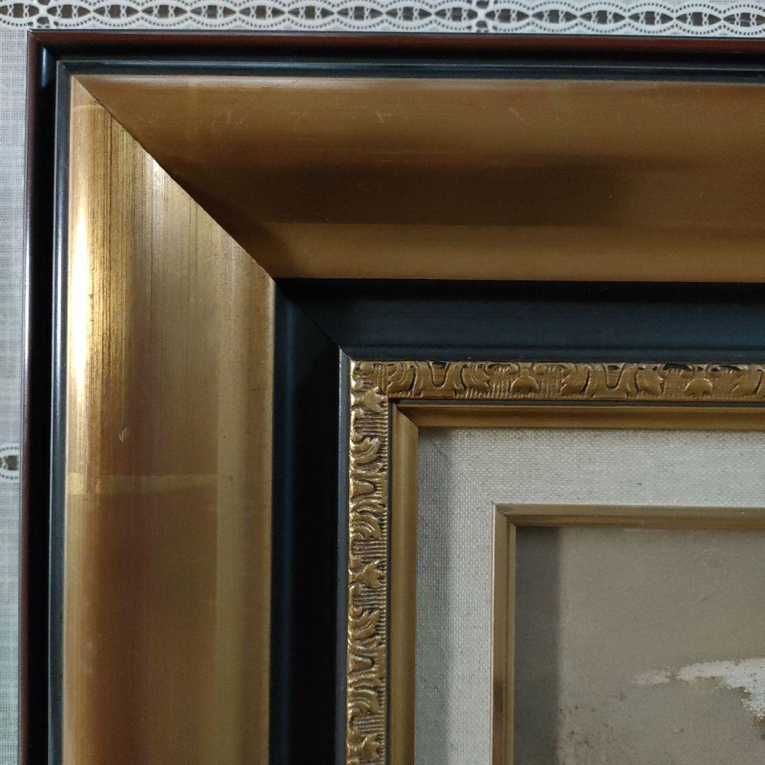 田屋幸男 油彩画 F3号『人と馬』、共シール額装品