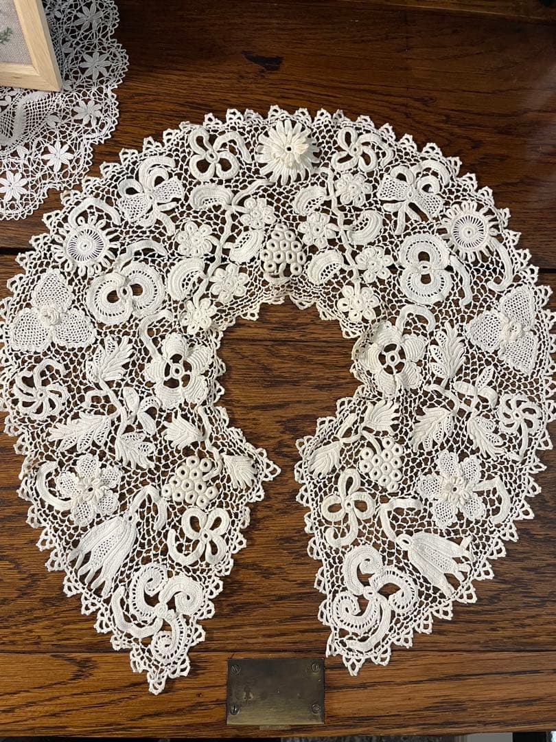 1880年代 フランス アイリッシュクロシェレース つけ襟 ビッグカラー 1880年代 フランス アイリッシュクロシェレース つけ襟 ビッグカラー